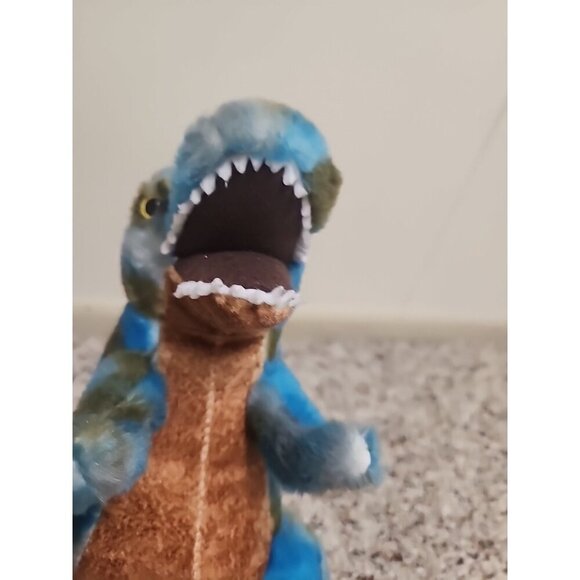14" Blue T REX Dinosaur Plush Stuffed Animal Blue Green Aurora Tyrannosaurus Toy - Picture 8 of 12